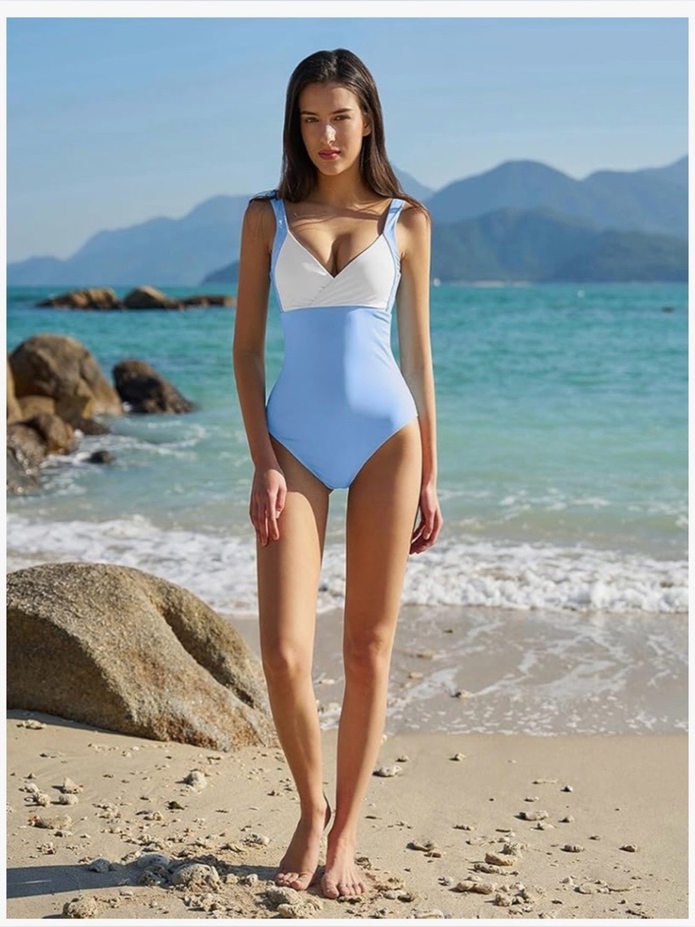 Amazon Baby Blue Coastline One-Piece Swimsuit 💙🤍🌊